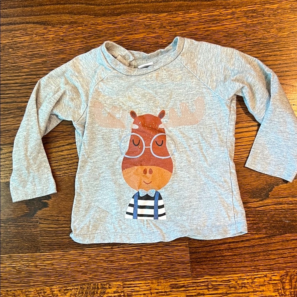 Charming Kids Long Sleeve Shirt with Moose Graphic